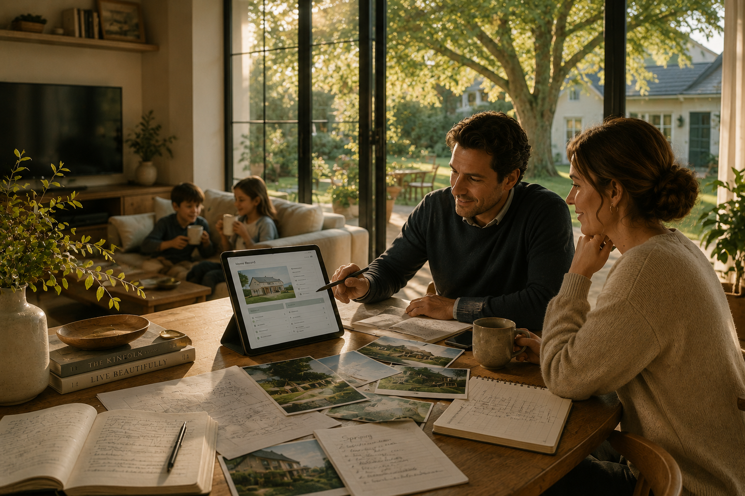 People reviewing home information together.