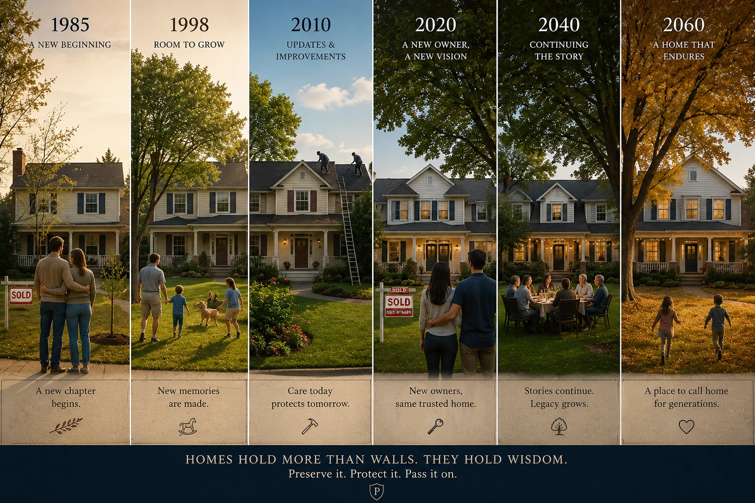 A home evolves across generations as families grow, repairs happen, and ownership changes.