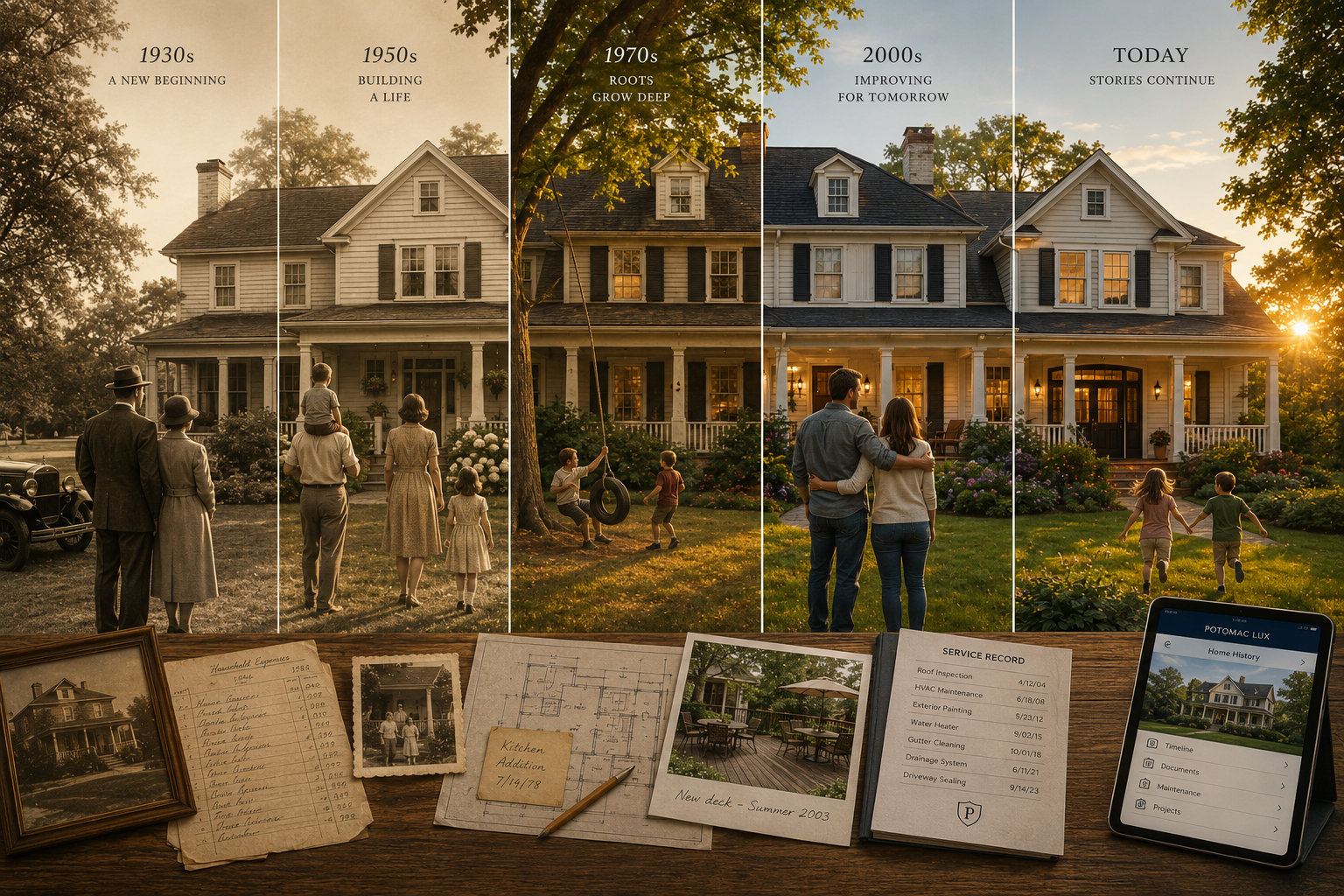 A home's story continuing across generations while its knowledge, records, and history remain connected.